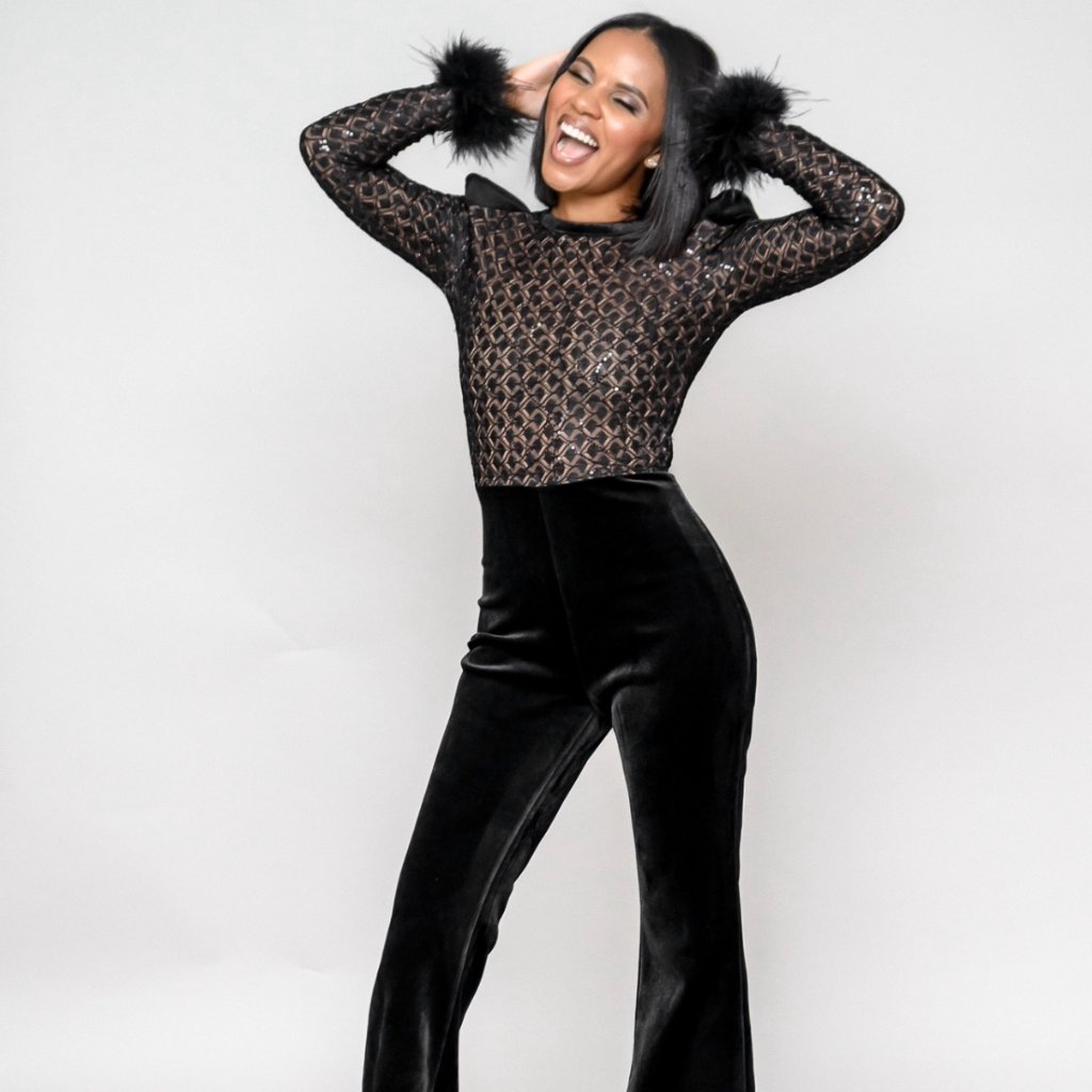 Nadine Merabi Amanda Black Jumpsuit